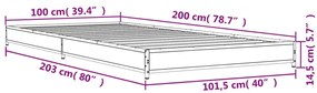 Estrutura de cama derivados de madeira/metal carvalho castanho