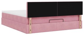 Estrutura de cama otomana com colchão 160x200 cm veludo rosa