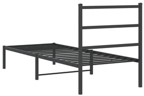 Estrutura de cama metal s/ colchão c/ cabeceira 75x190 cm preto