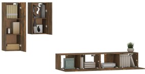 4 pcs conjunto móveis TV derivados de madeira carvalho fumado