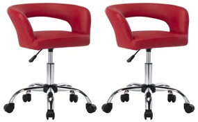 vidaXL Cadeiras de jantar 2 pcs couro artificial vermelho-tinto