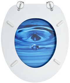 Assento sanita c/ tampa MDF design gotas de água azul