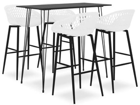 vidaXL 5 pcs conjunto de bar preto e branco