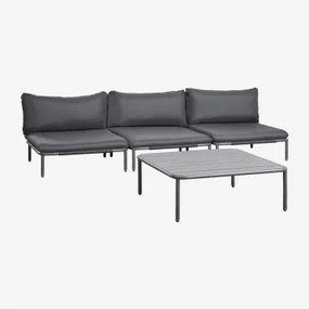 Conjunto De Jardim Com Sofá Modular De 3 Peças E Mesa De Centro Roubly Cinza Grafito - Sklum