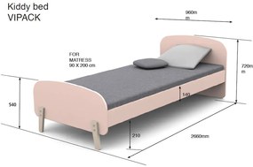 Cama infantil KIDDY (90x200)+ estrado feita de MDF com pés em pinho maciço Verde Menta