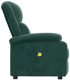 Poltrona de massagens veludo verde-escuro