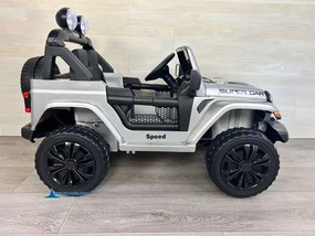 Jeep elétrico 12V 4x4 para crianças 1 a 6 anos Wrangler Rubicon Style rodas Borracha e controlo remoto cinzento Metalizado