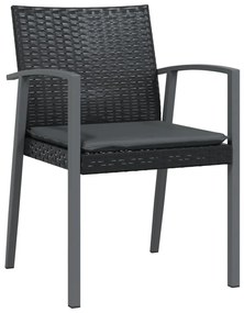 5 pcs conjunto de jantar p/ jardim c/ almofadões vime PE e aço