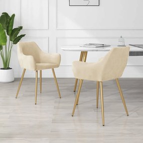 vidaXL Cadeiras de jantar 2 pcs veludo cor creme