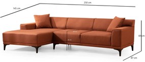 Sofá de Canto Petra – Laranja – 145 x 250 cm