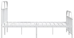 Estrutura de cama com cabeceira e pés 135x190 cm metal branco