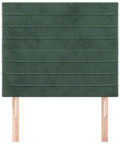 Cabeceira de cama 2 pcs veludo 90x5x78/88 cm verde-escuro