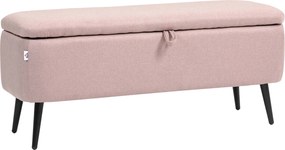 HOMCOM Banco de Armazenamento Estofado em Linho com Tampa Abatível e Pés de Aço Carga Máxima 150kg 101x38,5x44,5 cm Rosa | Aosom Portugal