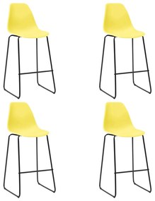 vidaXL Cadeiras de bar 4 pcs plástico amarelo
