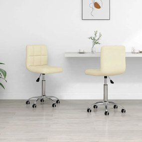vidaXL Cadeiras de jantar giratórias 2 pcs tecido cor creme