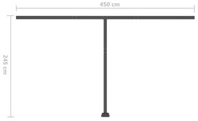 Toldo retrátil manual c/ luzes LED 400x350cm laranja e castanho