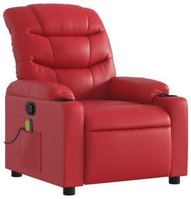 Poltrona de massagens reclinável couro artificial vermelho