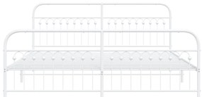Estrutura de cama com cabeceira e pés 200x200 cm metal branco