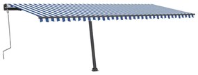 Toldo retrátil manual independente 600x300 cm azul e branco