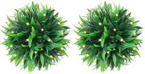 vidaXL Bolas artificiais de buxo com luzes LED 2 pcs verde 20 cm
