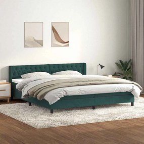 vidaXL Cama com molas/colchão 180x220 cm veludo verde-escuro