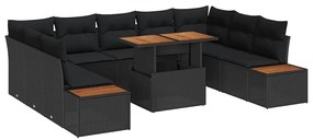 Conjunto de Jantar de Jardim com 10 Peças e Almofadas em Rattan Poly P