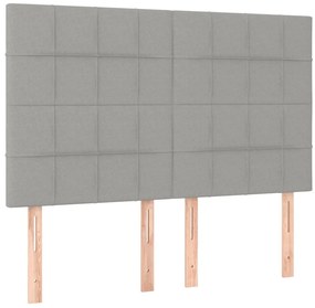 Estrutura de cama sem colchão 140x200 cm tecido cinzento-claro