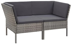 6 pcs conjunto lounge de jardim c/ almofadões vime PE cinzento