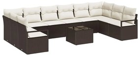 Conjunto de Sofá de Jardim com 10 Peças e Almofadas Cinzas de Rattan S