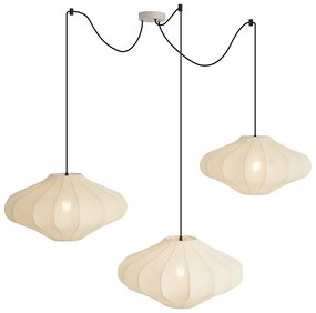 Candeeiro suspenso Japandi bege 50cm 3-luzes - Plu Japandi