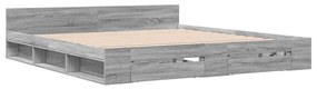 Estrutura de cama c/ gavetas derivados madeira cinza sonoma