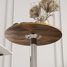 Mesa de bar alta, altura ajustável de 67 a 93 cm (BANCOS NÃO INCLUIDOS), tampo giratório a 360°, castanho