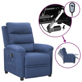 vidaXL Poltrona reclinável elétrica tecido azul