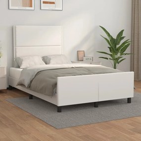 Estrutura cama c/ cabeceira 120x200 cm couro artificial branco