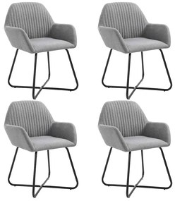 Cadeiras de jantar 4 pcs tecido cinzento-claro