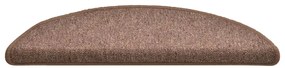 Tapete/carpete para degraus 15 pcs 56x17x3 cm castanho