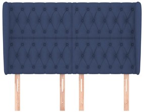 Cabeceira de cama c/ abas tecido 147x23x118/128 cm azul