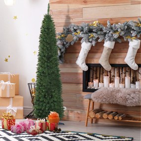 Árvore de Natal Artificial 210cm Ignífugo com 499 Pontas de Ramo PVC e Suporte de Metal Decoração de Natal para Interiores Fácil de Montar Verde