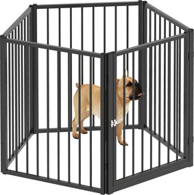 Parque para cães, parque para animais, 5 painéis 76 cm altura, vedação portátil dobrável, segura, preta