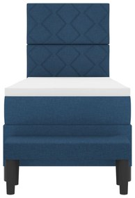 Cama Box Spring com Colchão &amp; Banco Azul 80x200 cm Tecido