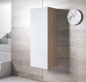 Armário de Parede Sintra – 40x126 cm – Branco e Sonoma