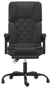 Cadeira escritório massagens reclinável couro artificial preto