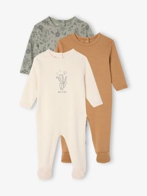 Lote de 3 pijamas Basics verde-acinzentado