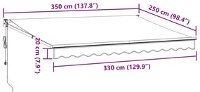 Toldo retrátil automático 350x250 cm castanho