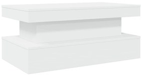 Mesa de centro com luzes LED 90x50x40 cm branco