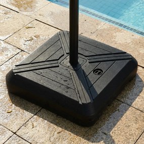 Base para guarda-sol suspenso com rodas 81 cm, resistente, com barra metálica e enchível com areia húmida, 125 kg, para exterior, jardim e piscina