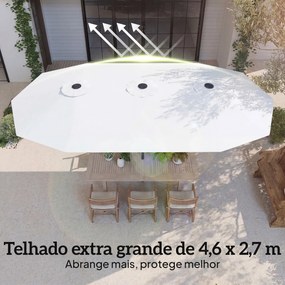 Guarda-Sol Duplo de Jardim 46x26 m com Manivela Manual Proteção UV50+ Capa Resistente à Água Branco