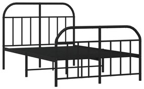 Estrutura de cama com cabeceira e pés 120x200 cm metal preto