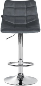 Conjunto de 2 bancos de bar Jerry em veludo com estrutura cromada 87-108,5 x 43 x 46,5 cm Cinzento escuro