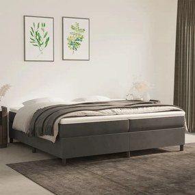 Estrutura de cama com molas 200x200 cm veludo cinzento-escuro